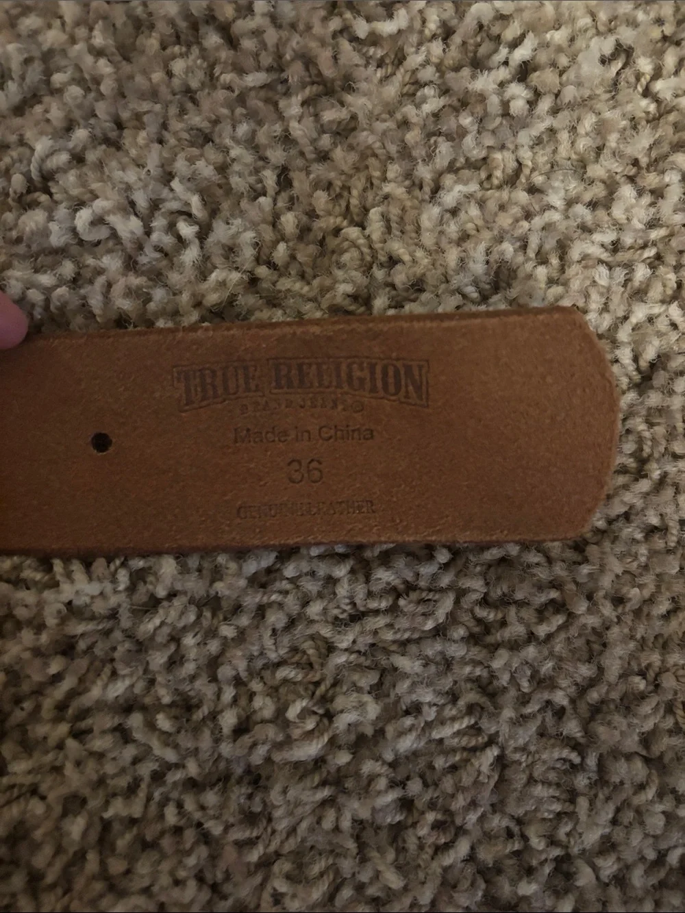 Vintage True Religion Tan Leather Belt with Dark Contrast Stitching